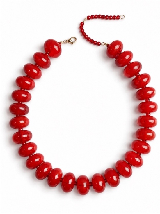 Jewelry - New! Cherry Red Marbled Chunky Beaded Dopamine Necklace (2001) NWOT